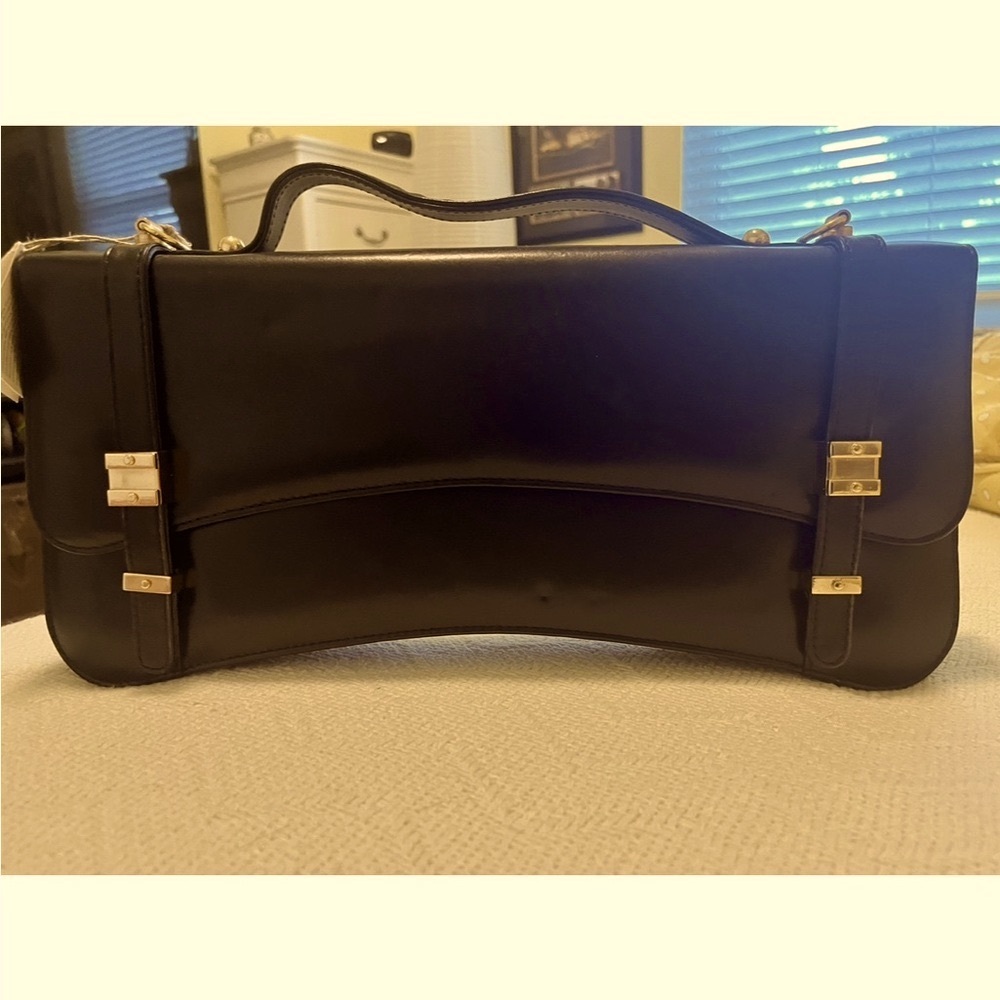 Italian Leather Clutch, Black